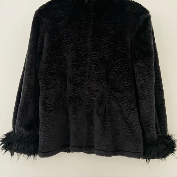 Vtg Maralyce Ferree Coat Women's Medium Faux Fur Black Boho Fairy Grunge Goth - Picture 11 of 13
